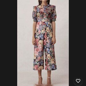 Keepsake The Label Runway Floral Black Hydrangea Cropped Jumpsuit Cottagecore